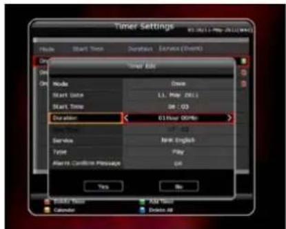 Timer Settings Start Time Duration Service (Start) Start Time Duration 01 Hour 00 PM Service New English Time Play Alerts Confirm Message Get OK Cancel Finish Now Delete All
