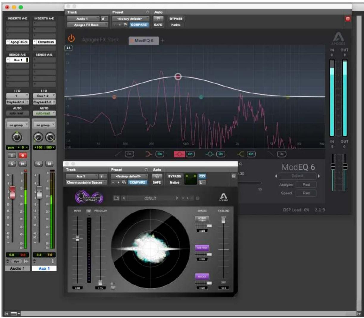 Track Audio 1 d BYPASS Apogee FX Rack COMPARE SAFE Native Apogee FX Rack ModEQ 6 + 18 5.0k 3.0k 2.0k 1.0k 0.0k -1.0k -2.0k -3.0k -4.0k -5.0k -6.0k -7.0k -8.0k -9.0k -10.0k -11.0k -12.0k -13.0k -14.0k -15.0k -16.0k -17.0k -18.0k -19.0k -20.0k -21.0k -22.0k -23.0k -24.0k -25.0k -26.0k -27.0k -28.0k -29.0k -30.0k Track Aux 1 d BYPASS Clearmountain's Spaces COMPARE SAFE Native L ModEQ 6 Default Analyzer Post Speed Fast DSP Load: 0% 2.1.9 INPUT PRE-DISAY SPACES FXBLIND SPACE NET 11:46" 2.00" MAX TWD 3.00" RICKER DRY 0.00" 2.0% 3.0% 4.0% 5.0% 6.0% 7.0% 8.0% 9.0% 10.0% 11.0% 12.0% 13.0% 14.0% 15.0% 16.0% 17.0% 18.0% 19.0% 20.0% 21.0% 22.0% 23.0% 24.0% 25.0% 26.0% 27.0% 28.0% 29.0% 30.0% DSP Load: 0% 2.1.9