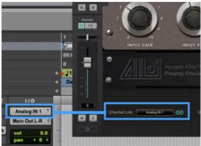Analog IN 1 Main Out L-R vol 0.0 pan > 0 Channel Link Analog In 1