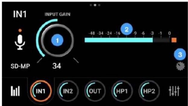 IN1 INPUT GAIN SD-MP 34 -48 -34 -24 -16 -9 -6 -3 -1 0 2 3 IN1 IN2 OUT HP1 HP2