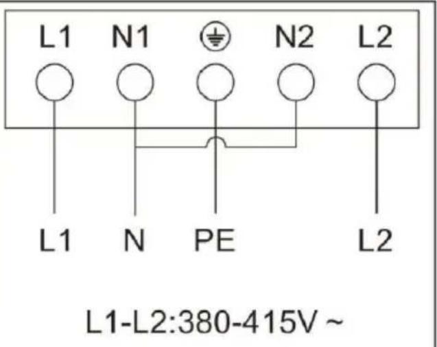 L1 L1 N1 N2 L2 L1 N PE L2 L1-L2:380-415V ~