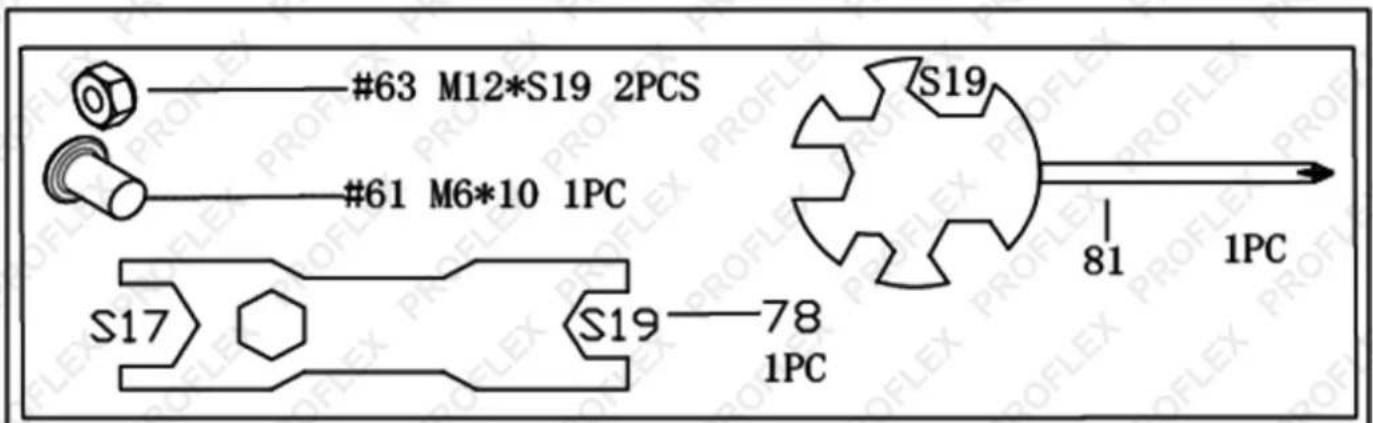 #63 M12*S19 2PCS #61 M6*10 1PC S17 S19—78 1PC S19 81 1PC