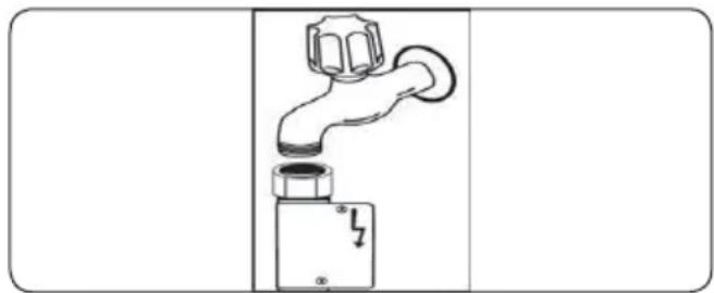 Diagram of a faucet with a valve and base component, no text or symbols present.