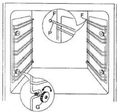 Technical diagram of a mechanical assembly with labeled parts and cross-sectional views