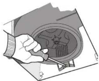 Illustration of a hand using a tool to adjust or install a mechanical component (no text or symbols visible)