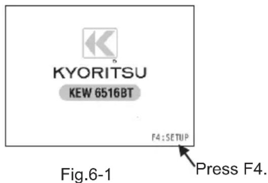 KYORITSU KEW 6516BT F4:SETUP Fig.6-1 Press F4.
