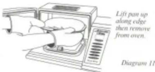 Lift pan up along edge then remove from oven. Diagram 11