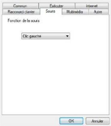 Commun Reccourci clavier Sours Internet Multinédia Autre Fonction de la sous Clic gauche OK Annuler