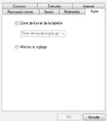 Commun Executer Internet Raccouci clavier Souis Multimédia Auto Zone de travail de la tablette Zone de travail la plus gts Allicoi le reglogo OK Annuler