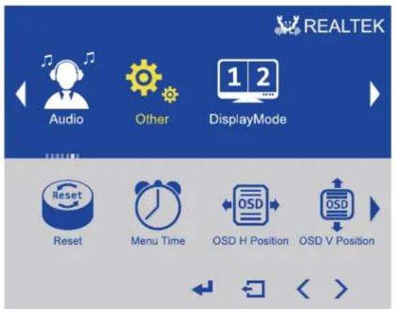 REALTEK Audio Other DisplayMode Reset Menu Time OSD H Position OSD V Position
