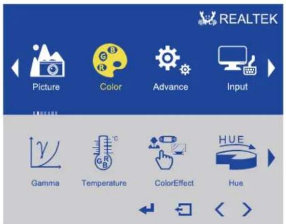 REALTEK Picture Color Advance Input Gamma Temperature ColorEffect Hue