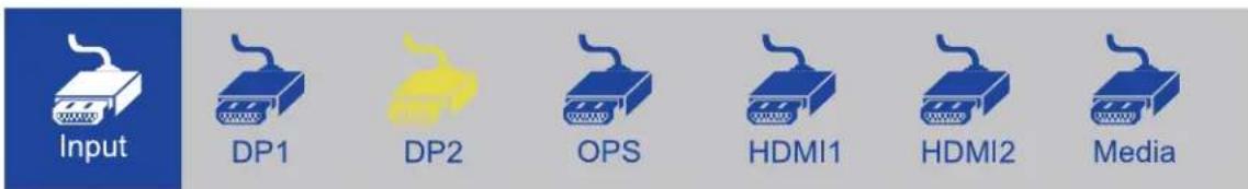 Input DP1 DP2 OPS HDMI1 HDMI2 Media