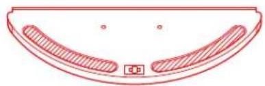 Simple line drawing of a symmetrical object with two curved bands and a central label (no text or symbols)