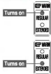 Turns on KEEP WARM REGULAR EXTENDED Turns on KEEP WARM REGULAR EXTENDED