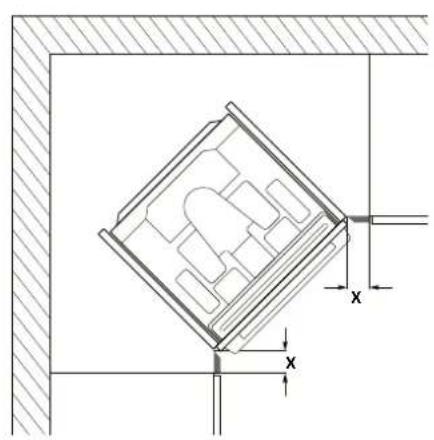 Architectural floor plan diagram showing room layout and dimension lines (no text or labels).