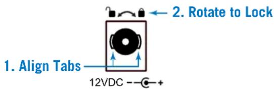 1. Align Tabs 12VDC - +