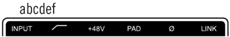 abcdef INPUT +48V PAD Ø LINK