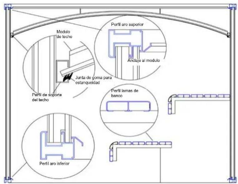 ASTRALPOOL Cala - Vertical section of the prefabricated cabin - 1