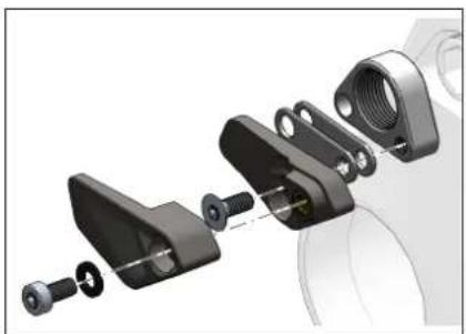 Exploded view diagram of a mechanical assembly showing internal components and fasteners (no text or labels)