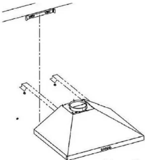 Technical line drawing of a mechanical assembly with a conical base and vertical support, no text or symbols.