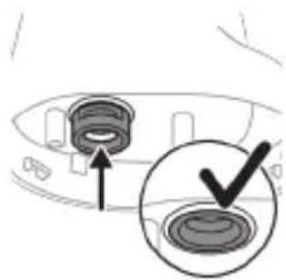Diagram showing a speaker with an arrow pointing to the speaker, and a checkmark inside a circle (no text or symbols)