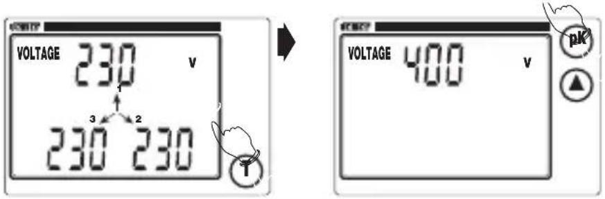 VOLTAGE 230 v 230 230 3 2 1 VOLTAGE 400 v pK