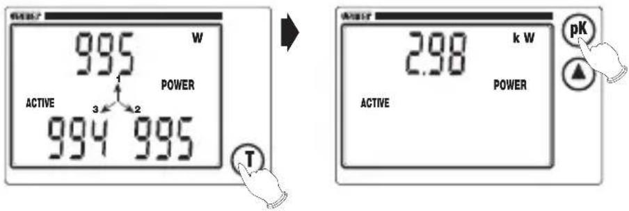 W 995 W 1 POWER ACTIVE 3 2 994 995 T W 2.98 k W ACTIVE POWER pK