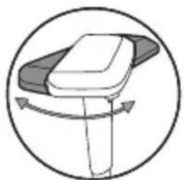 Simple line drawing of a mechanical component with rotational arrows, no text or symbols present