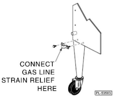 CONNECT GAS LINE STRAIN RELIEF HERE PL-53563