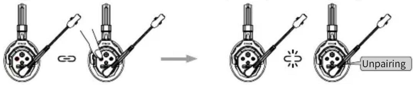 Diagram illustrating mechanical assembly or disassembly process with labeled 'Unpairing' annotation