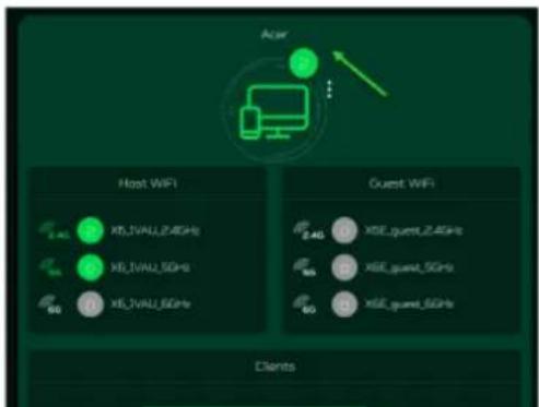 graph TD A["Host WiFi"] --> B["XS3VALL,2.4GHz"] A --> C["XS3VALL,5GHz"] A --> D["XS3VALL,6GHz"] E["Quest WiFi"] --> F["XSE_guest,2.4GHz"] E --> G["XSE_guest,5GHz"] E --> H["XSE_guest,6GHz"] I["Clients"] --> J["Green icon with arrow pointing to Host WiFi"] style A fill:#90EE90,stroke:#333 style E fil…