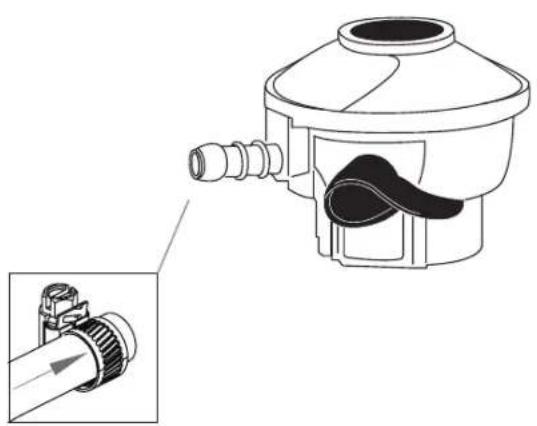 Technical line drawing of a mechanical component with a close-up inset showing internal structure (no text or symbols)