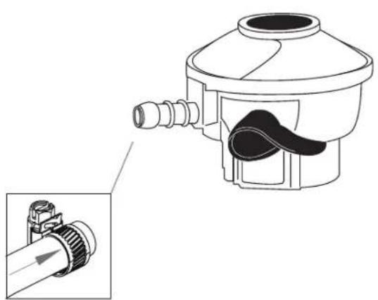 Technical line drawing of a mechanical component with a close-up inset showing internal structure (no text or symbols)