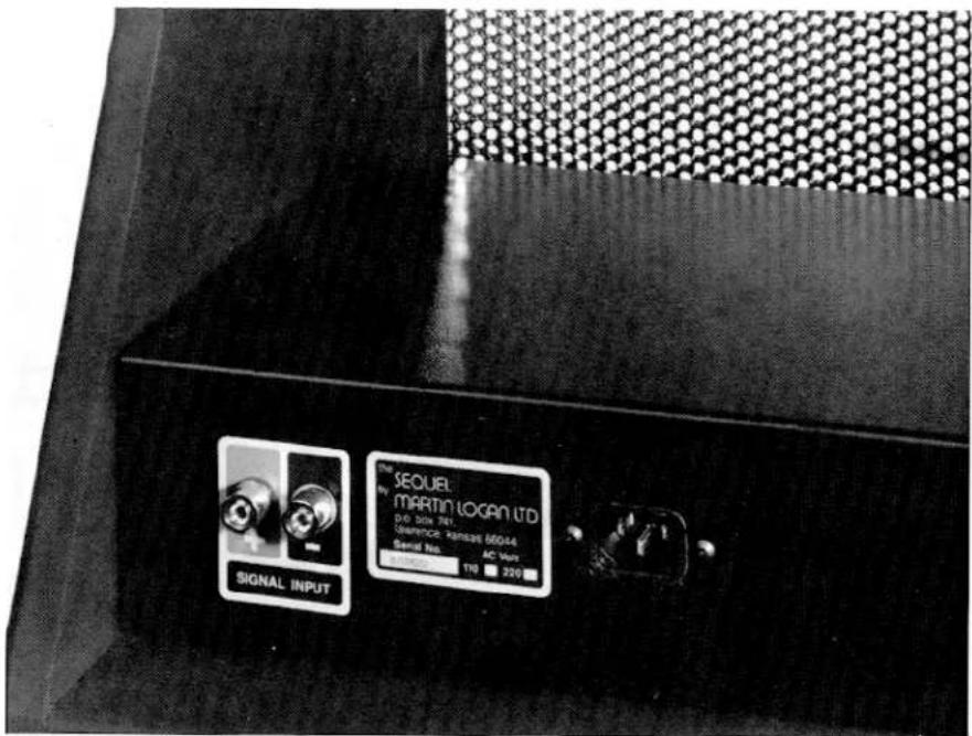 THE SEQUEL MARTIN LOGAN LTD D.V. BOX 191 Sequence: KANSSE 65044 Serial No: AC Unit T10 200 SIGNAL INPUT