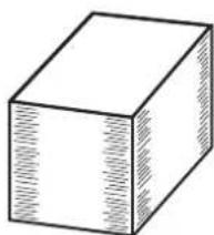 Simple line drawing of a 3D rectangular block with shaded faces (no text or symbols)