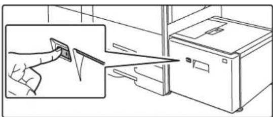 Line drawing showing a hand inserting a small object into a cabinet (no text or symbols present)