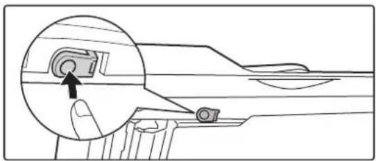 Technical line drawing of a mechanical component with an inset showing a circular detail.