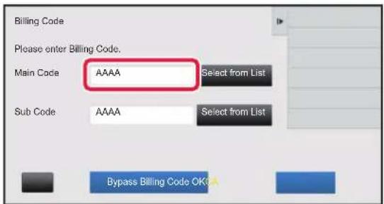 Billing Code Please enter Billing Code. Main Code AAAAA Select from List Sub Code AAAAA Select from List Bypass Billing Code OK