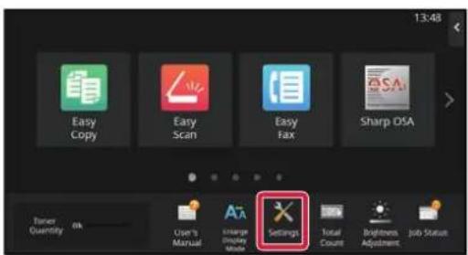 13:48 Easy Copy Easy Scan Easy Fax Sharp OSA Toner Quantity OK User's Manual Storage Display Mode Settings Total Count Brightness Adjustment Job Status