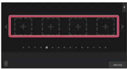 Game interface screenshot showing a red rectangular progress bar with five plus signs and navigation buttons
