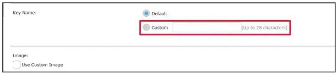 Key Name: Default Custom (Up to 28 characters) Image: Use Custom Image