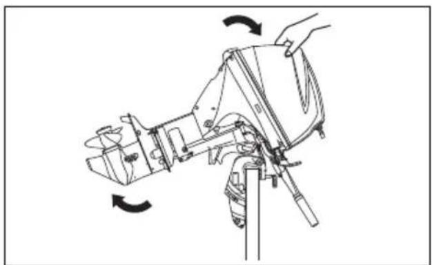Technical line drawing of a mechanical device with rotating components and directional arrows indicating motion (no text or symbols)
