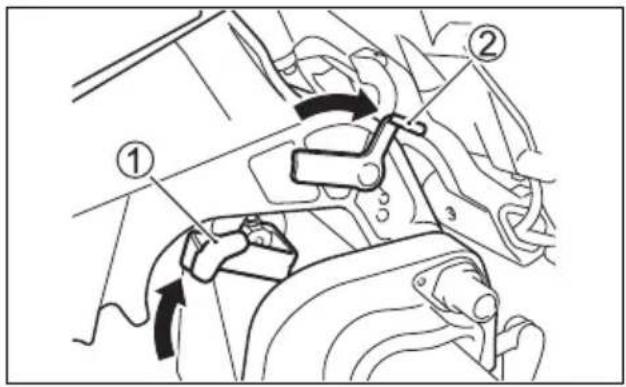 Technical diagram showing a mechanical assembly with numbered components, likely illustrating a gear or belt mechanism.