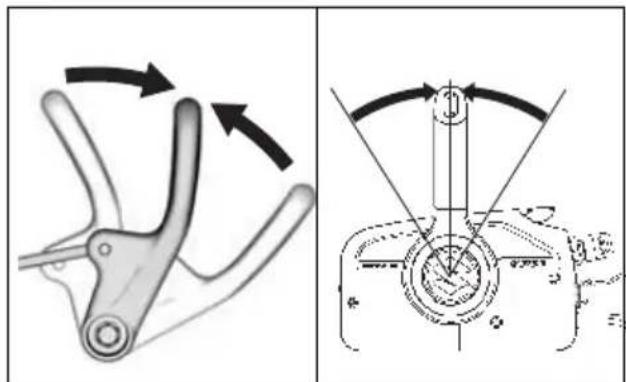 Technical diagram showing mechanical components with directional arrows, no text or symbols present