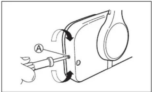 Diagram of a hand using a tool to adjust or install a mechanical component, no text or symbols present