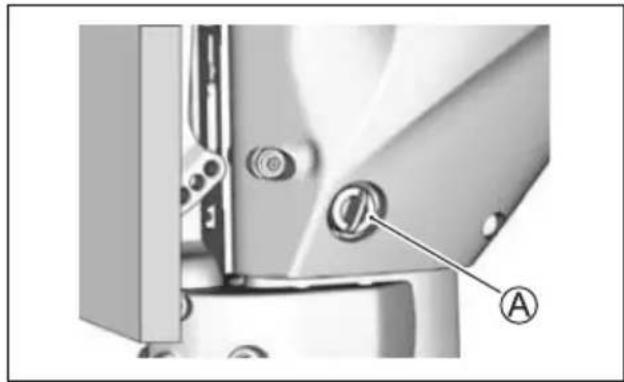 Mechanical component with labeled parts (A) and a circular feature, no readable text or symbols beyond the label.