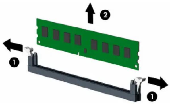 Diagram showing a green memory card with labeled components and directional arrows indicating assembly or movement.
