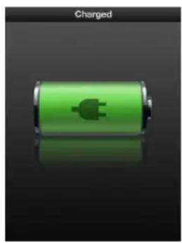 Green battery icon with 'Charged' text above it, no other symbols or text visible.