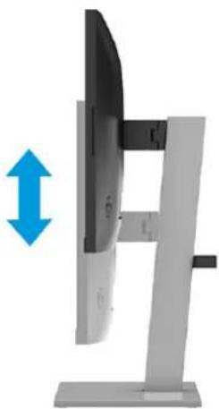 Side view of a computer monitor with a blue double-headed arrow indicating left-side motion (no text or symbols visible).