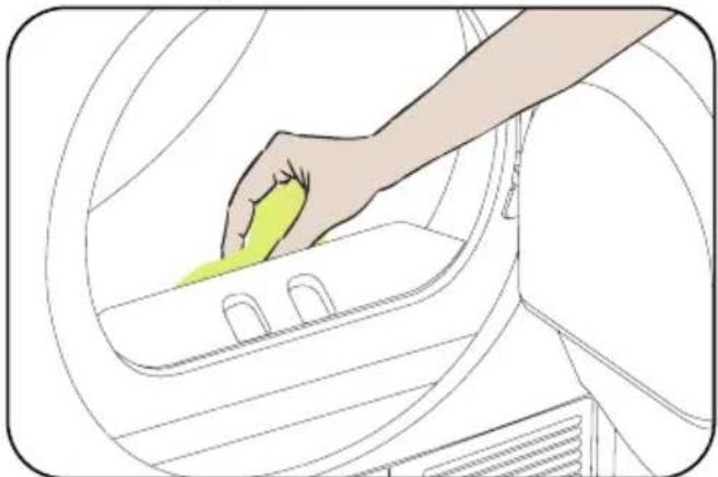 Illustration of a hand placing a yellow substance into a container (no text or symbols).